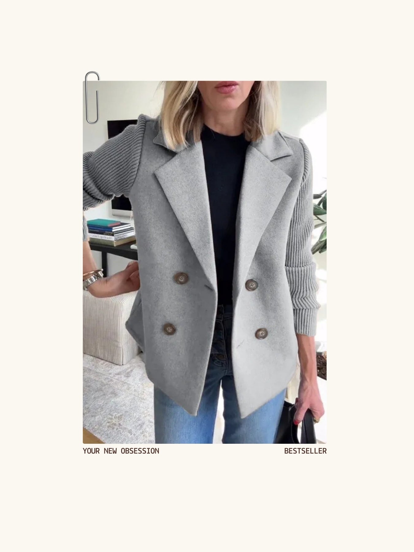 Ava Knit-Sleeve Wool Blazer