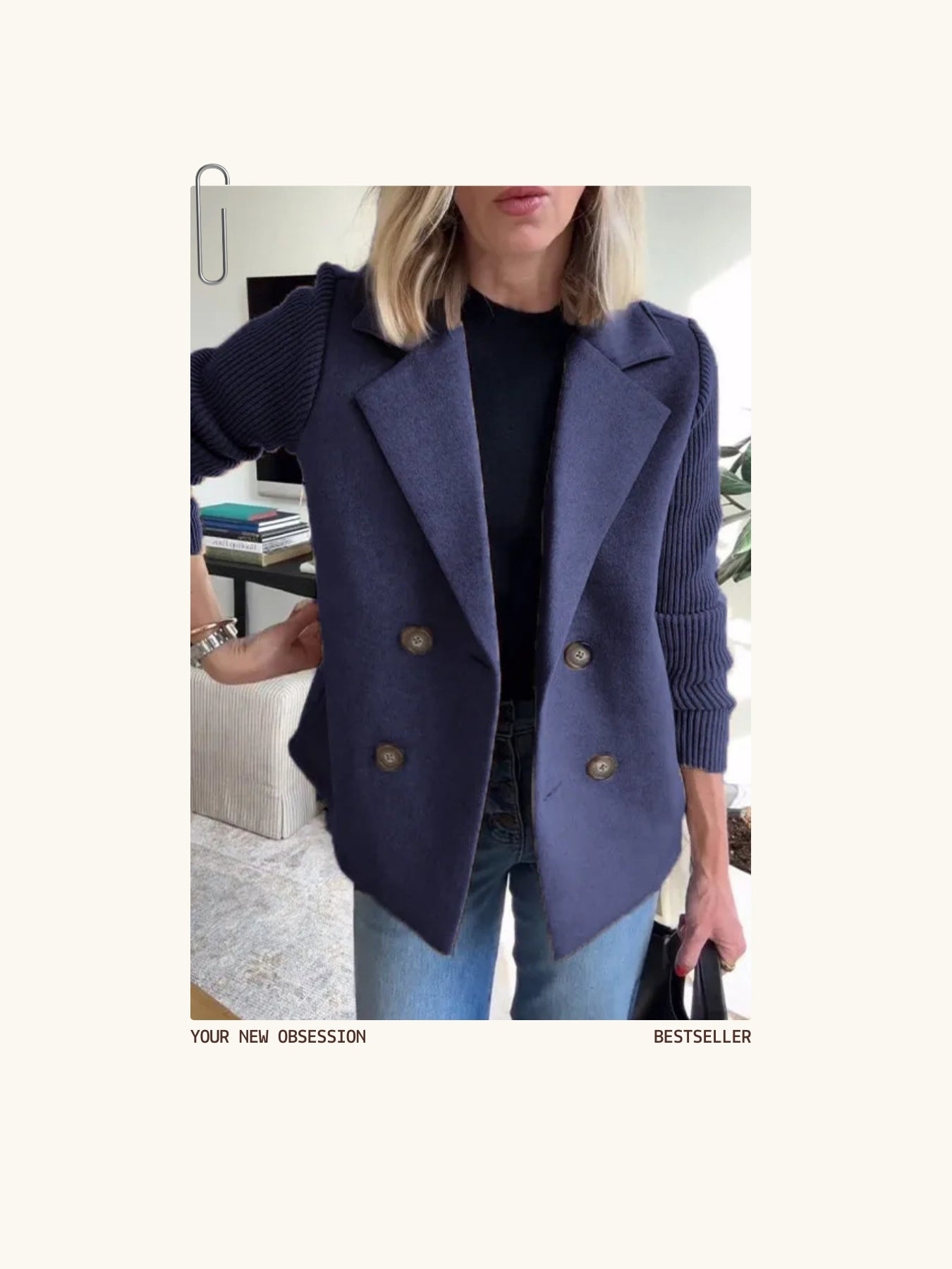 Ava Knit-Sleeve Wool Blazer