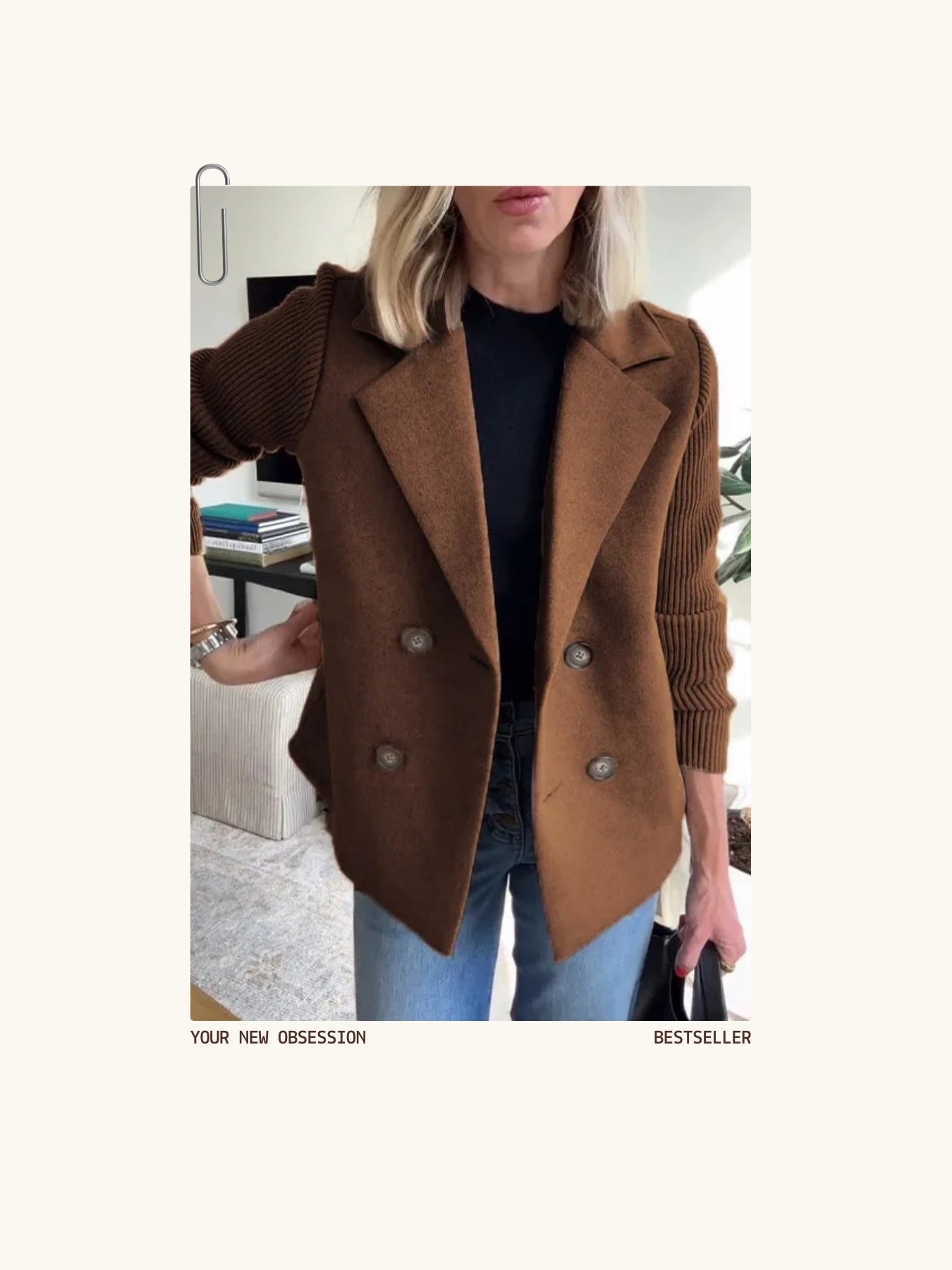 Ava Knit-Sleeve Wool Blazer