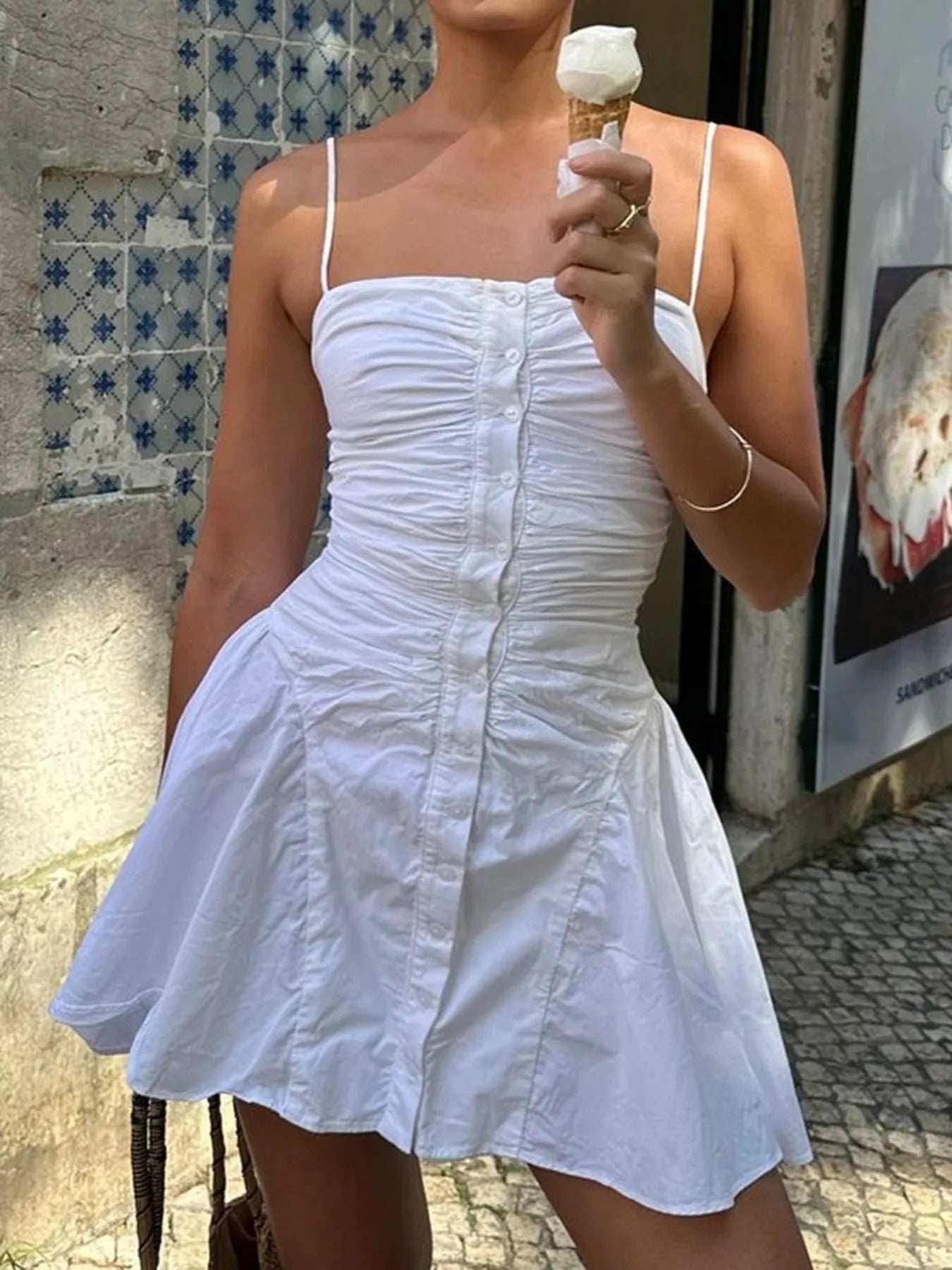 Ruched Button-Front Summer Dress - Blushé Belle