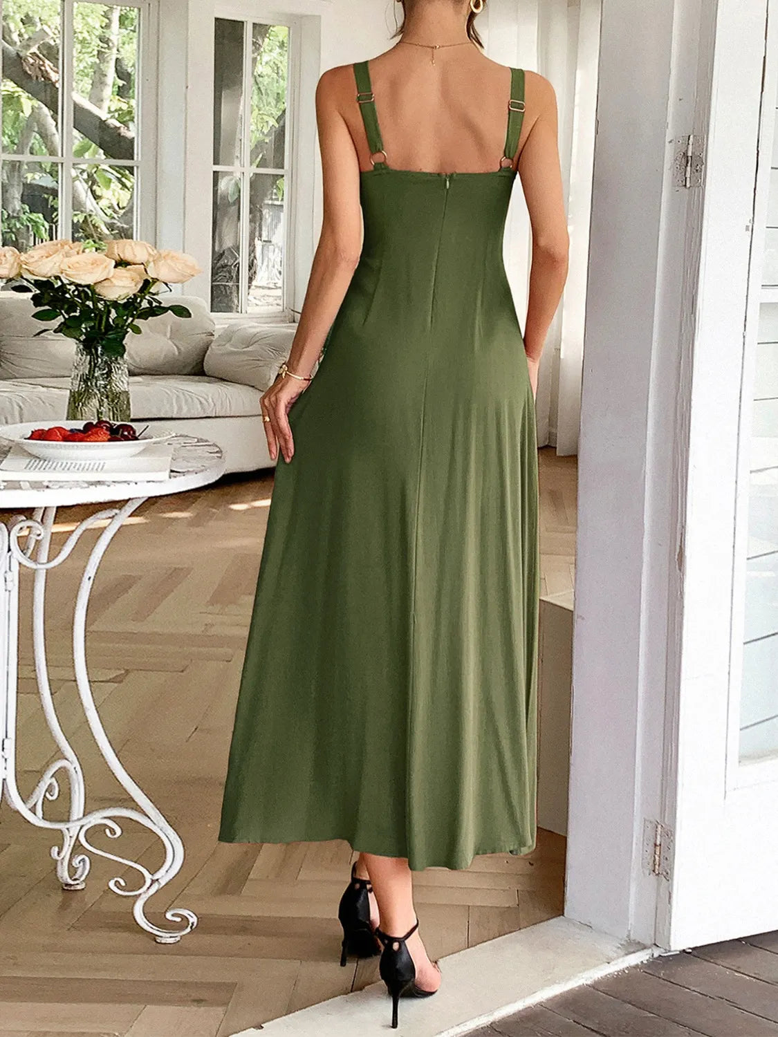 Contrast Wide Strap Midi Cami Dress - Blushé Belle