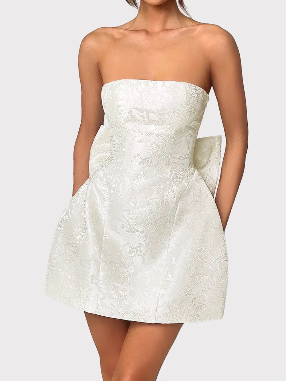 Lace-Up Sleeveless Satin Mini Dress with Bow - Blushé Belle