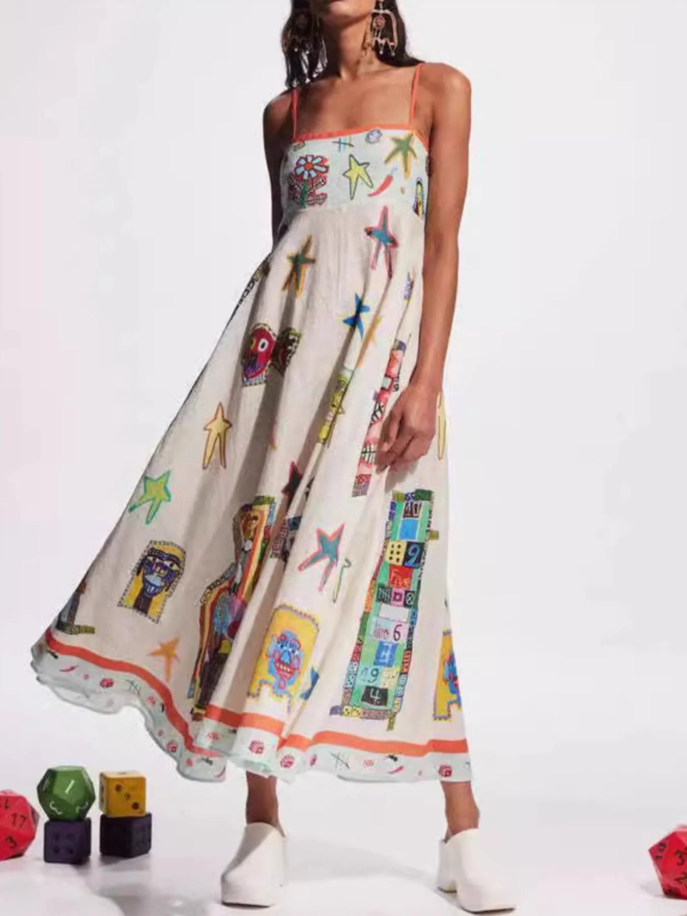 Printed Square Neck Cami Maxi Dress - Blushé Belle