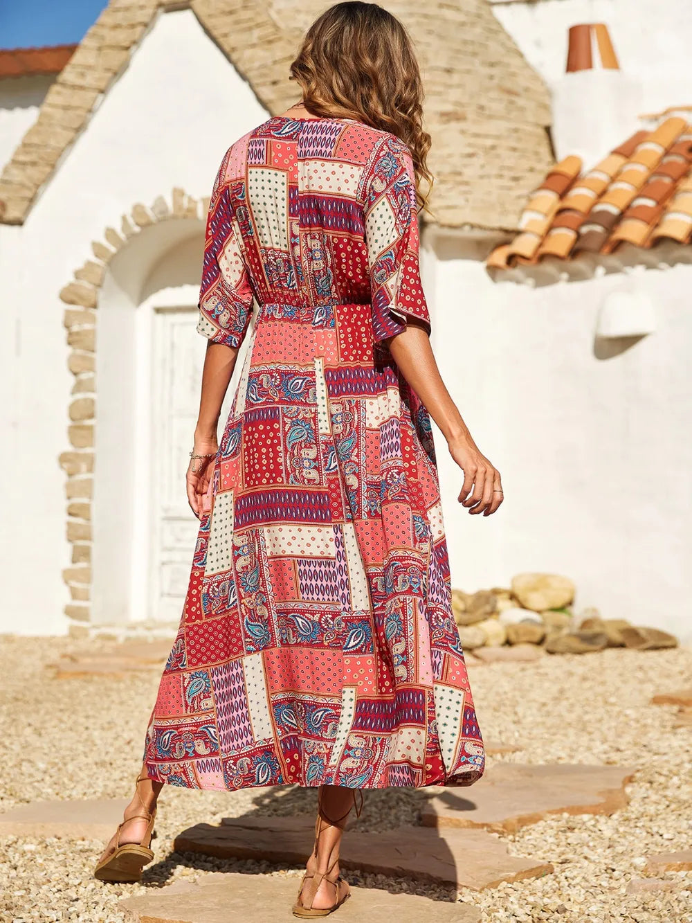 Printed Half Sleeve Midi Dress - Blushé Belle