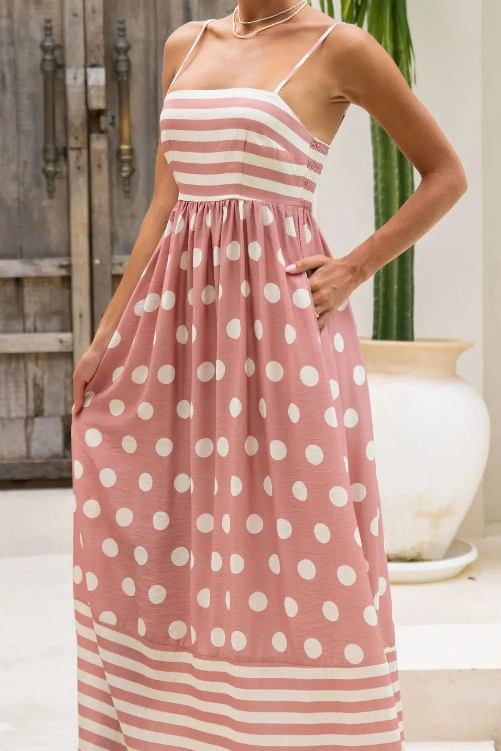 Polka Dot Square Neck Cami Dress - Blushé Belle
