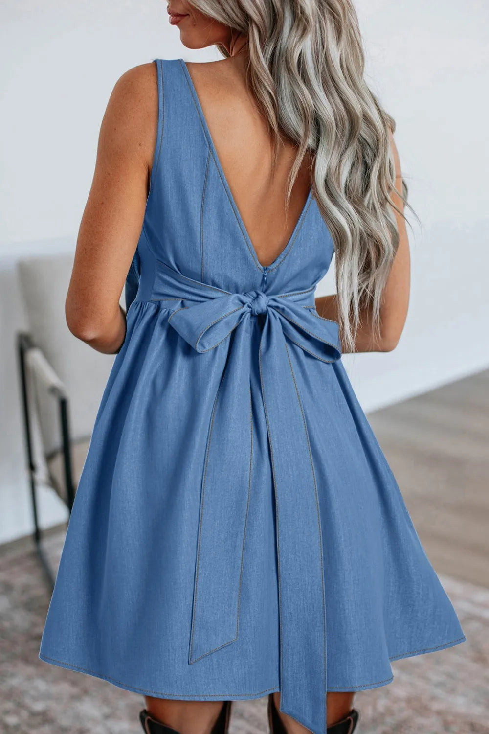 Square Neck Sleeveless Mini Dress - Blushé Belle