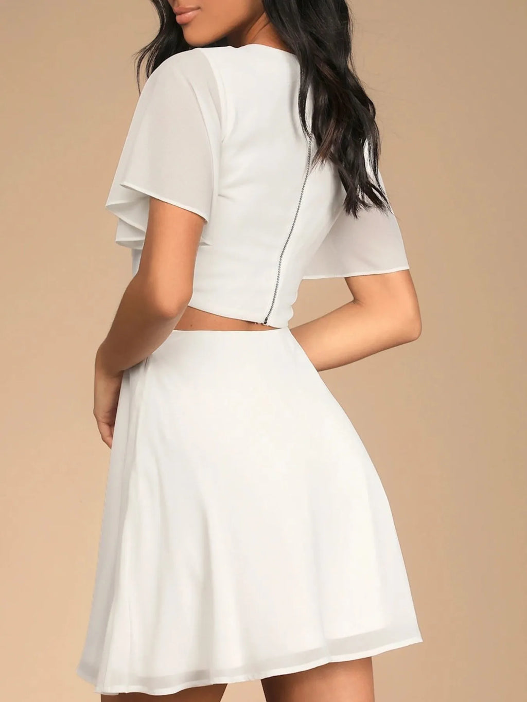 Cut-Out Flutter Sleeve Mini Dress - Blushé Belle