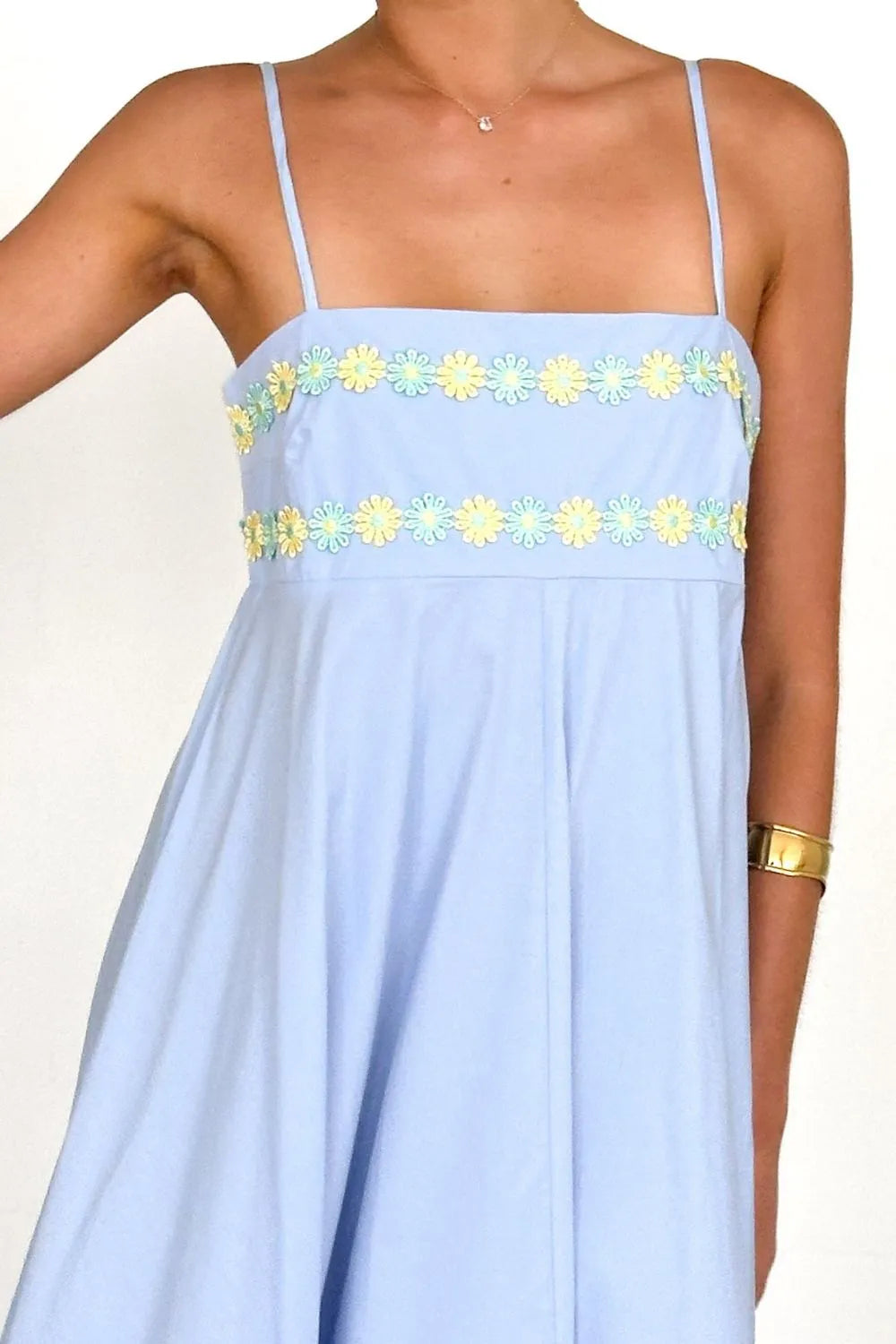 Floral Embroidered Spaghetti Strap Maxi Dress - Blushé Belle