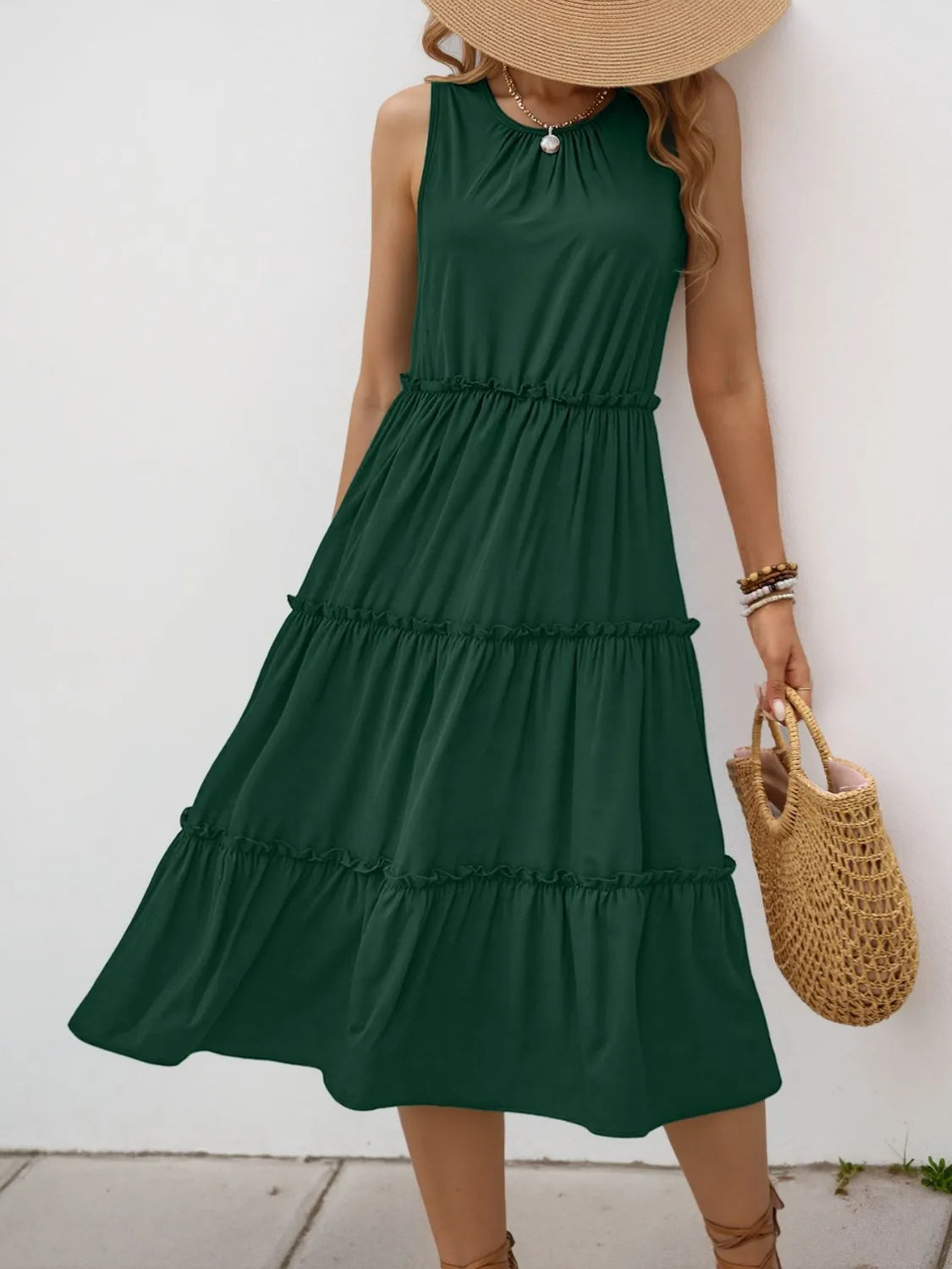 Frill Tiered Midi Dress - Blushé Belle