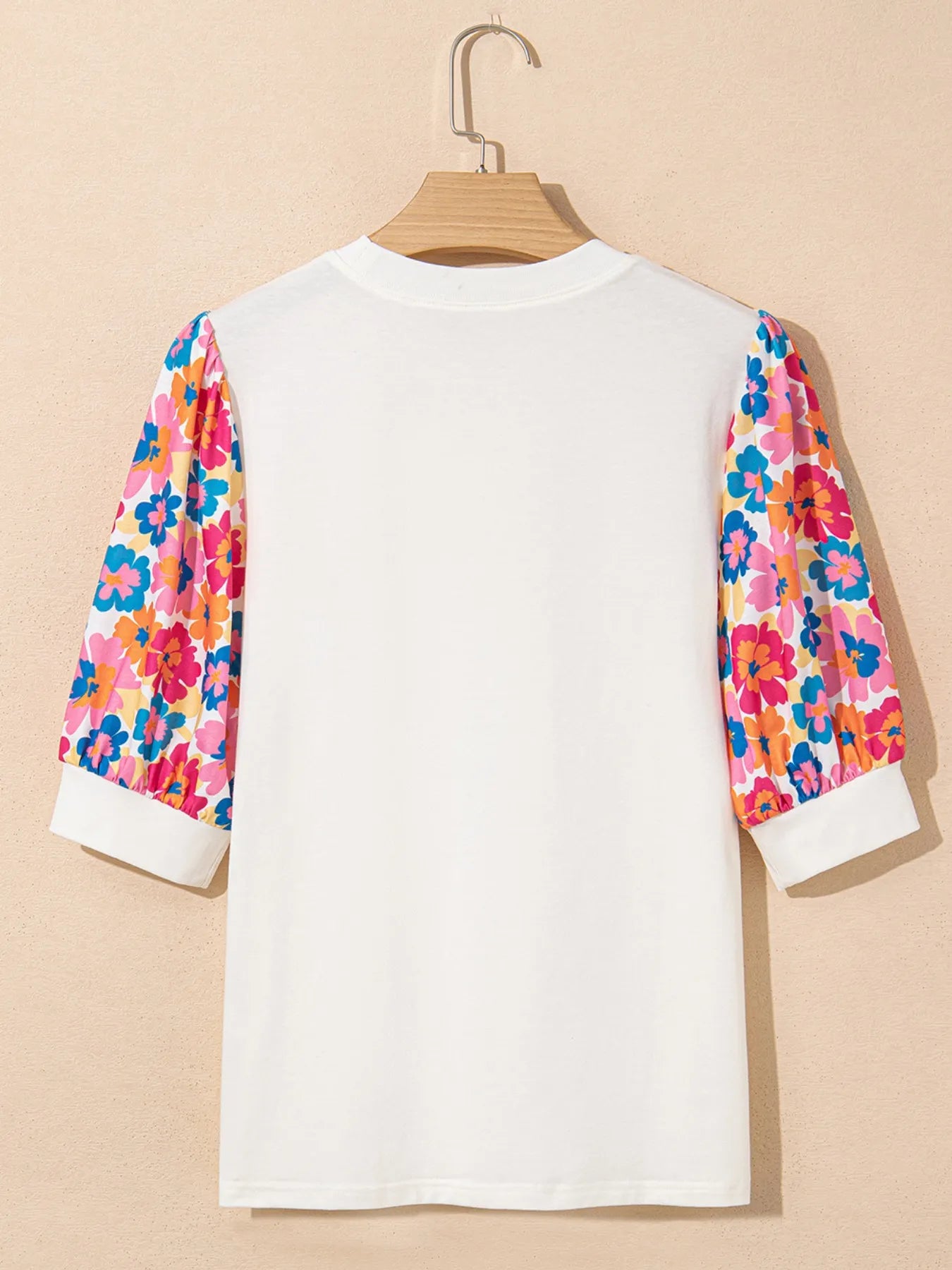 Floral Puff Sleeve Round Neck T-Shirt - Blushé Belle