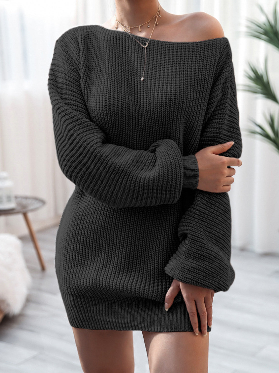 Rib-Knit Mini Sweater Dress - Blushé Belle