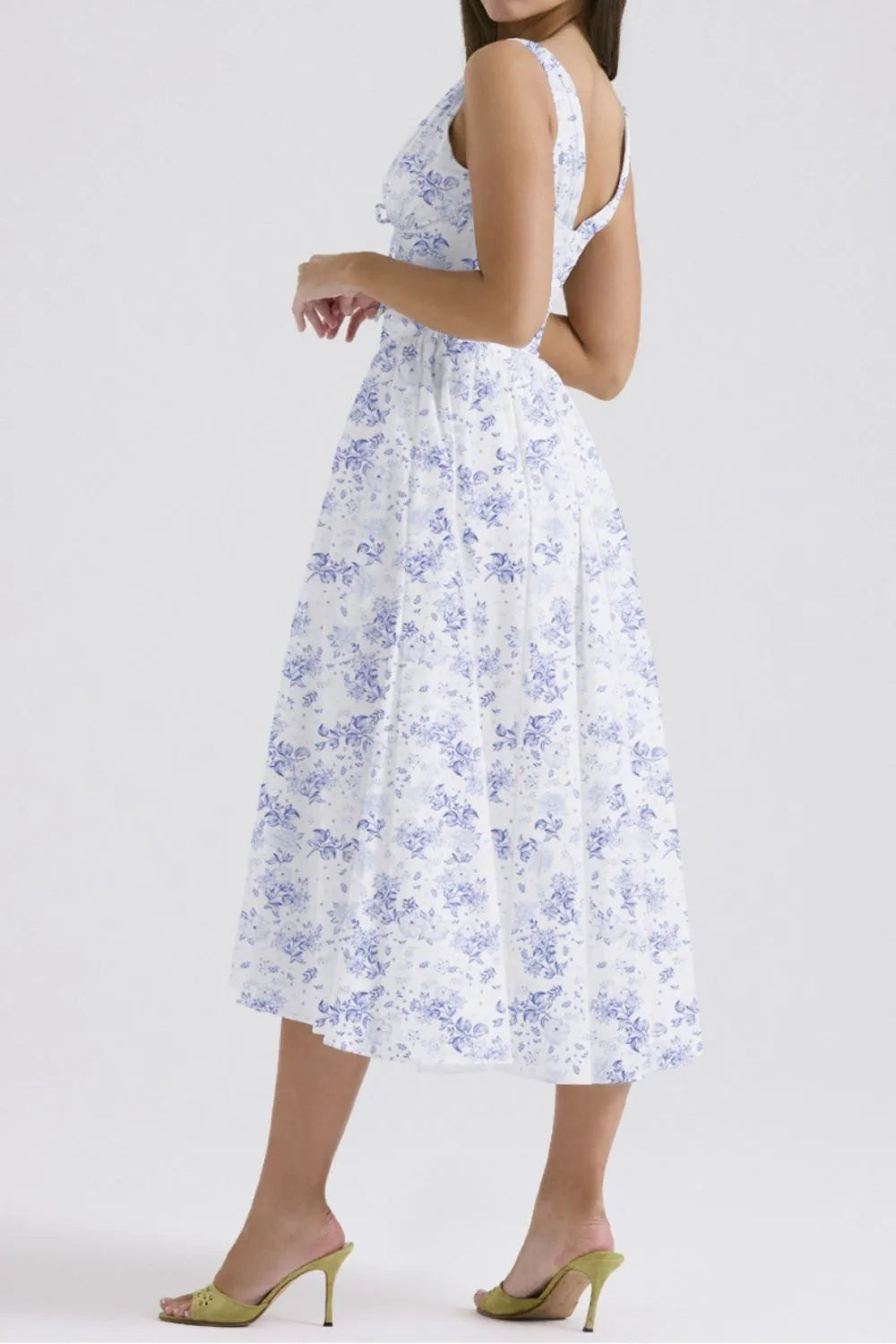 Floral V-Neck Sleeveless Midi Dress with Pockets - Blushé Belle