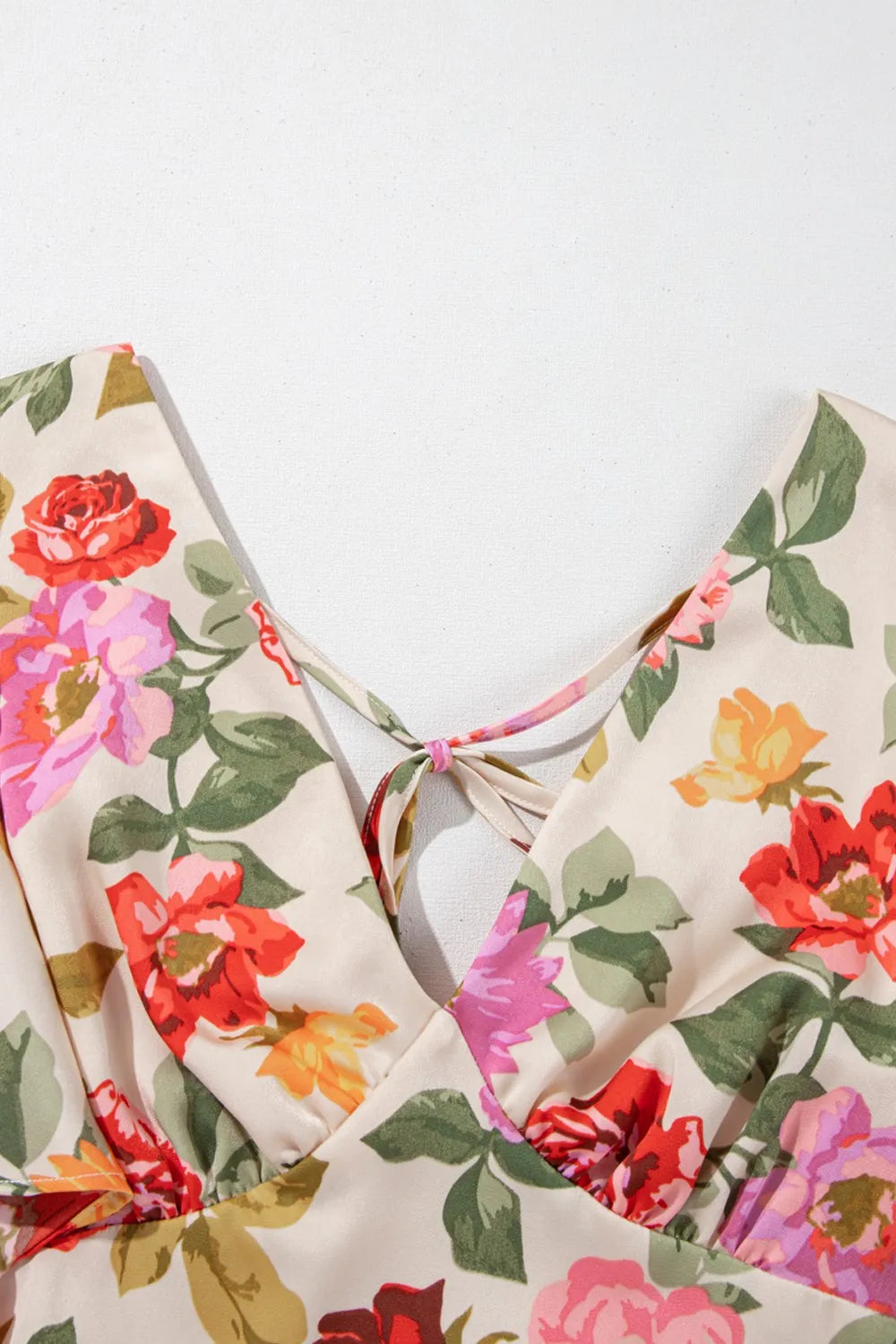 Floral Short Sleeve Tie Back Slit Dress - Blushé Belle