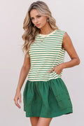 Stripe Woven Sleeveless Mini Dress - Blushé Belle