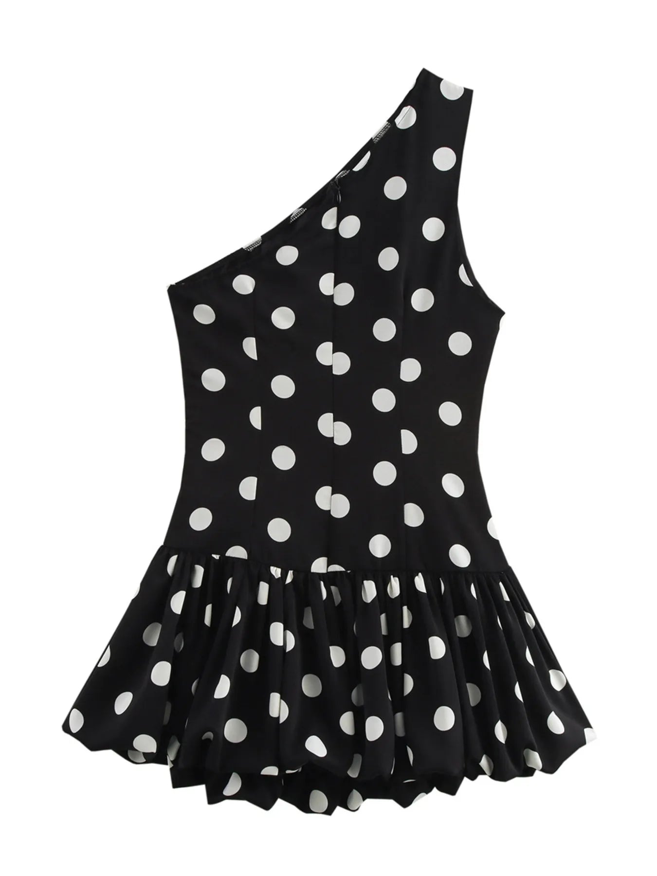 One-Shoulder Polka Dot Mini Dress - Blushé Belle