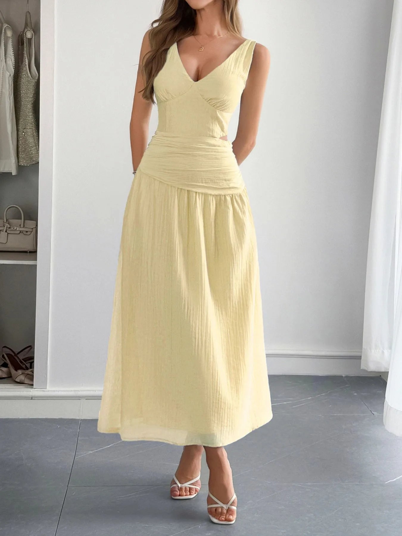 Cutout V-Neck Sleeveless Midi Dress - Blushé Belle
