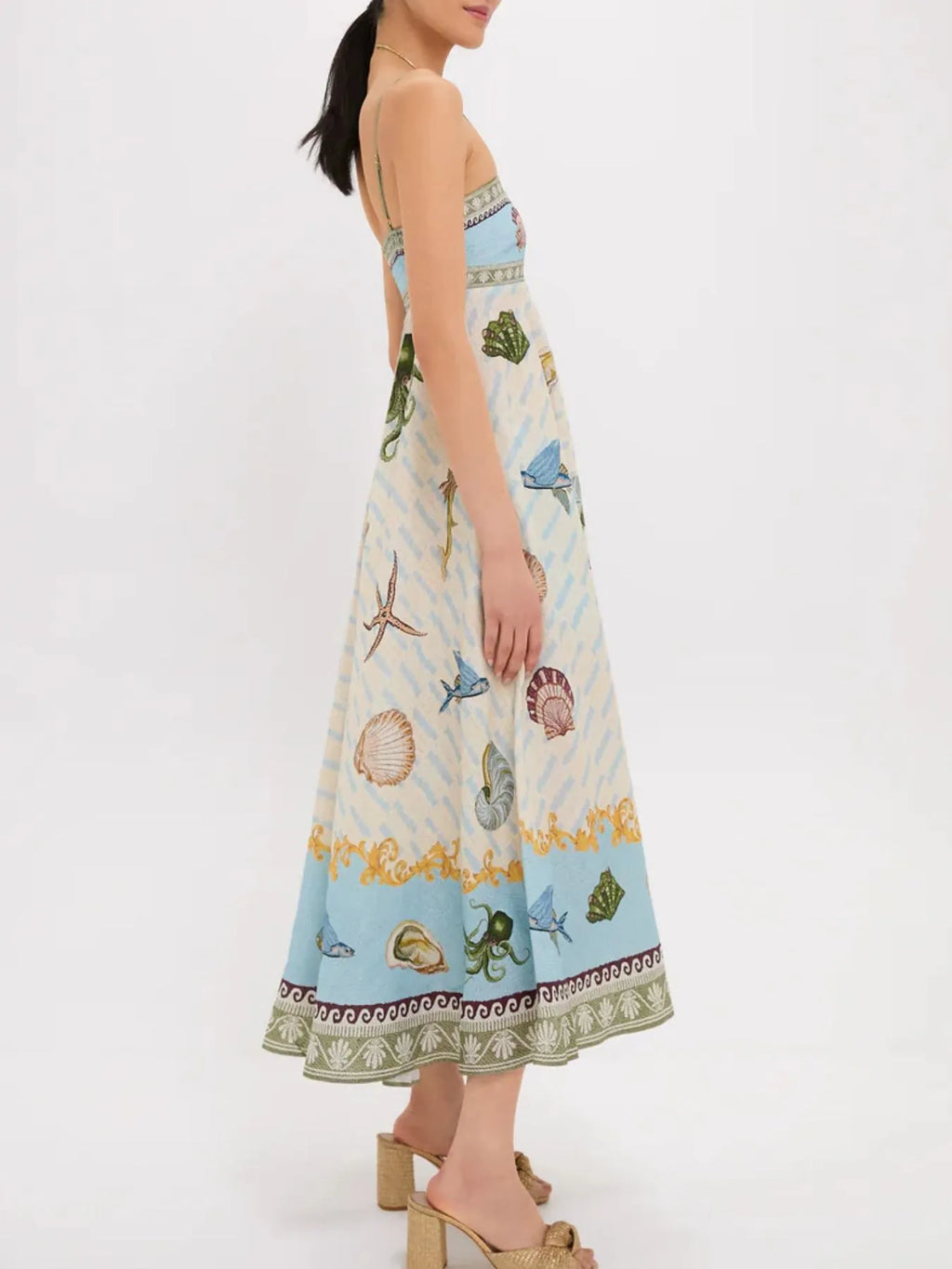 Ocean Print Spaghetti Strap Midi Dress - Blushé Belle