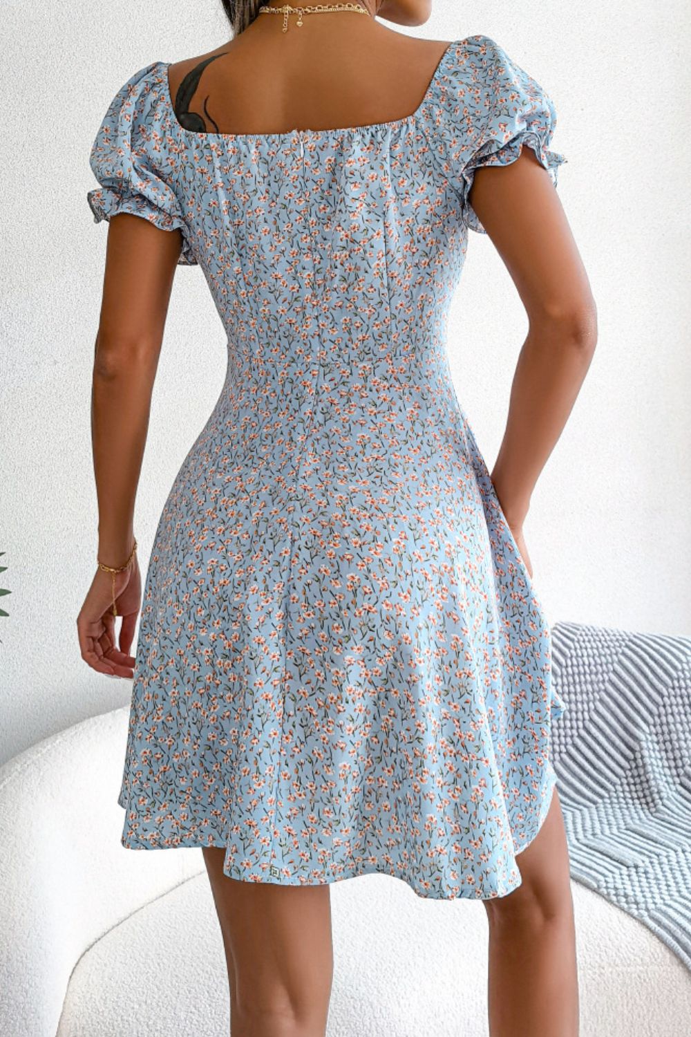 Ditsy Floral Drawstring A-Line Dress - Blushé Belle