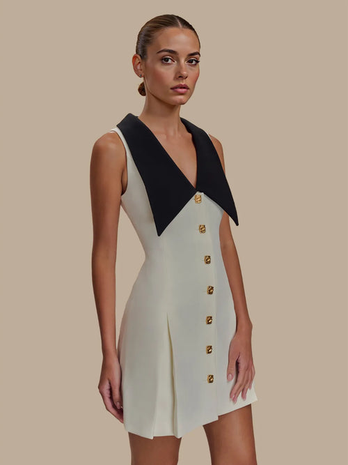 Button Front Sleeveless Mini Dress - Blushé Belle