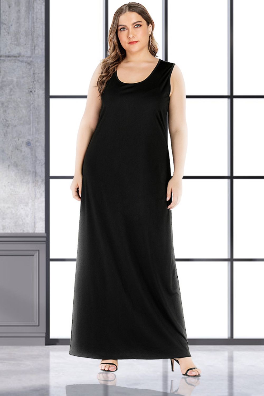 Plus Size Scoop Neck Maxi Tank Dress - Blushé Belle
