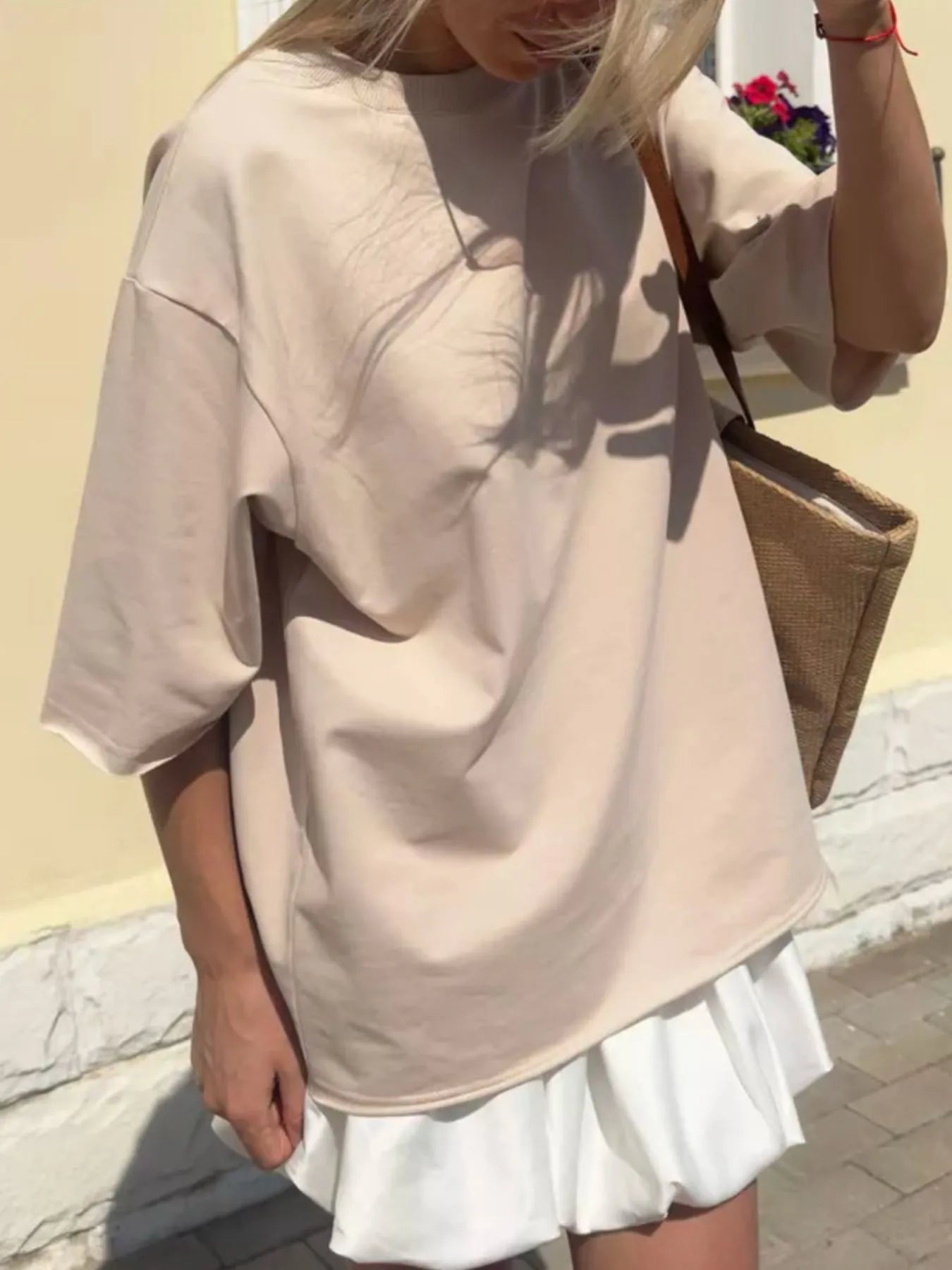 Round Neck Half Sleeve Oversized T-Shirt - Blushé Belle