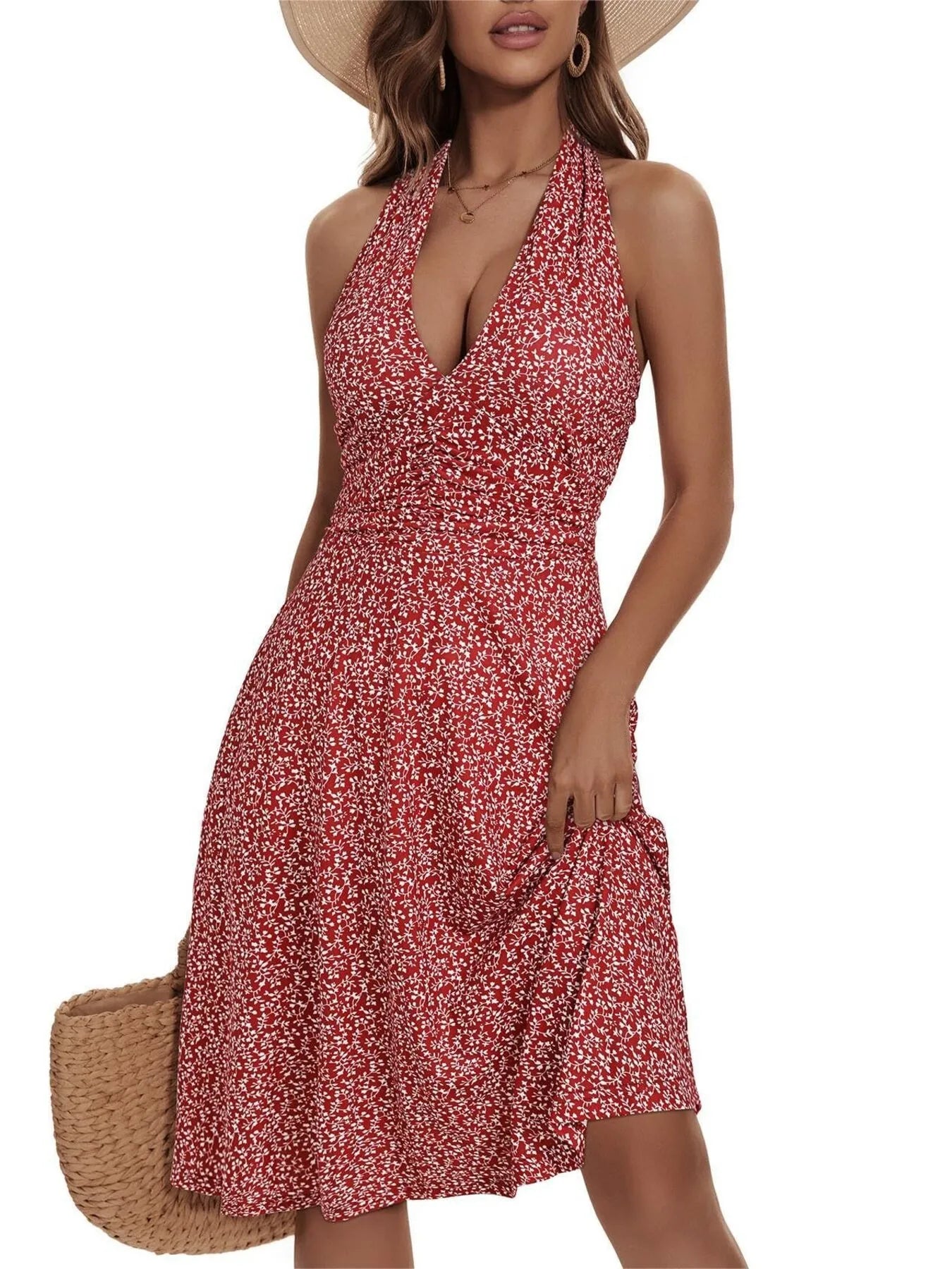 Printed Halter Neck Dress - Blushé Belle