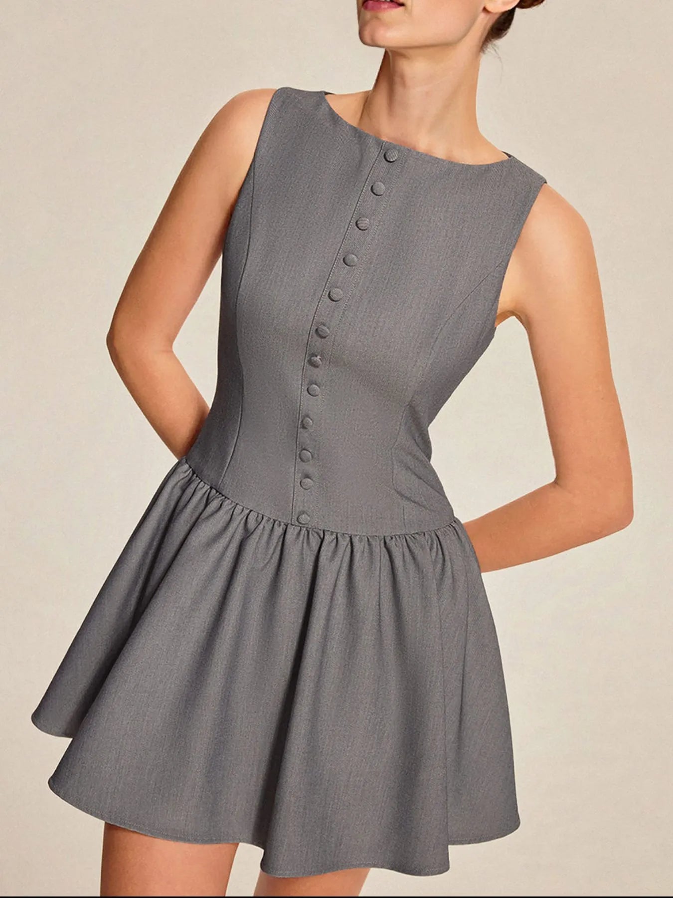 Round Neck Sleeveless Ruffled Mini Dress - Blushé Belle