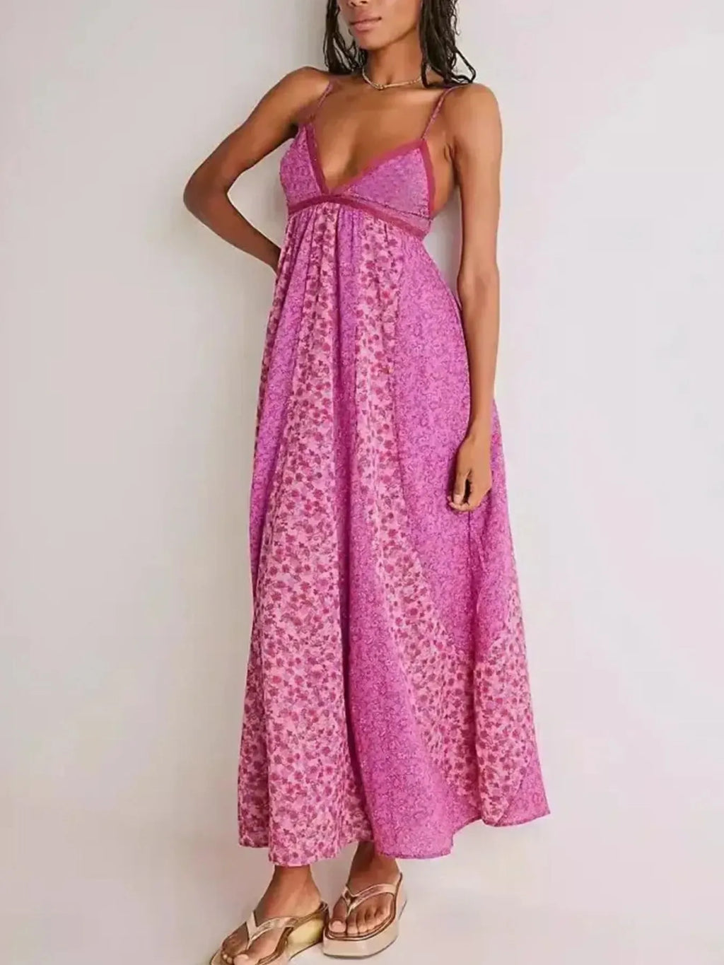 Floral V-Neck Maxi Cami Dress - Blushé Belle