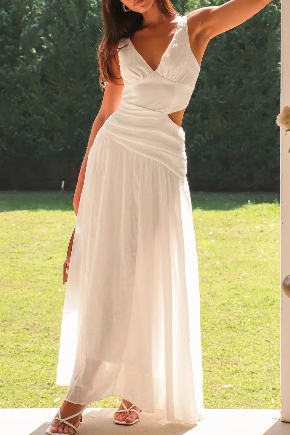 Cutout Back V-Neck Dress - Blushé Belle