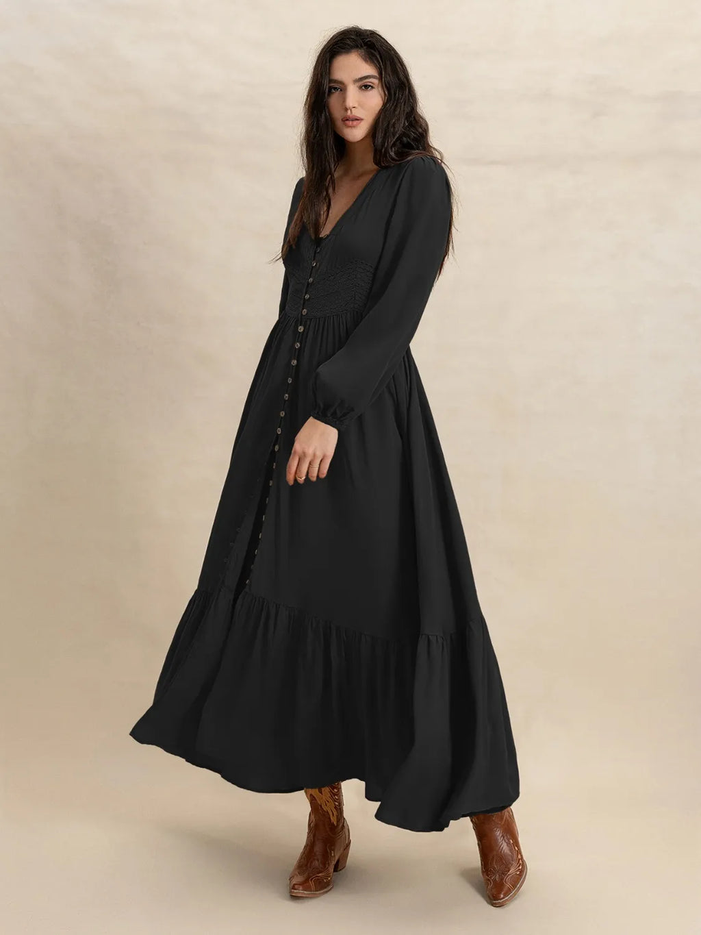 V-Neck Long Sleeve Dress - Blushé Belle