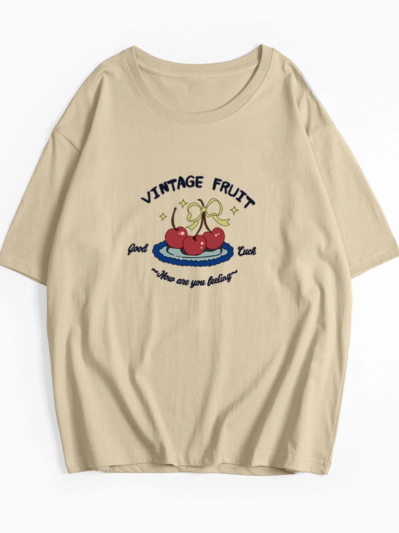 Plus Size Fruit Graphic Round Neck T-Shirt - Blushé Belle