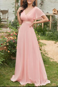 Surplice Flutter Sleeve Maxi Dress - Blushé Belle