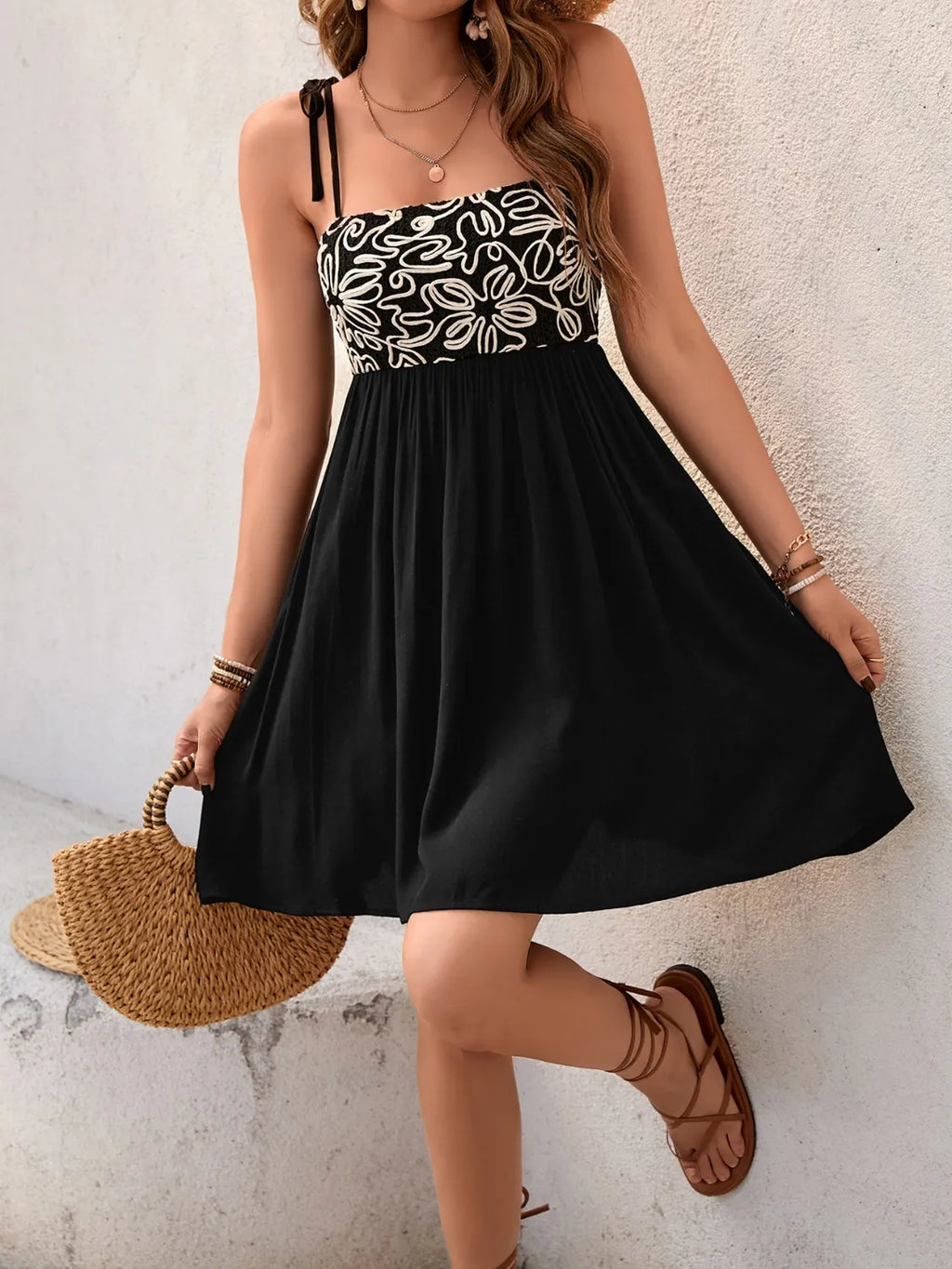 Tie Shoulder Mini Cami Dress - Blushé Belle