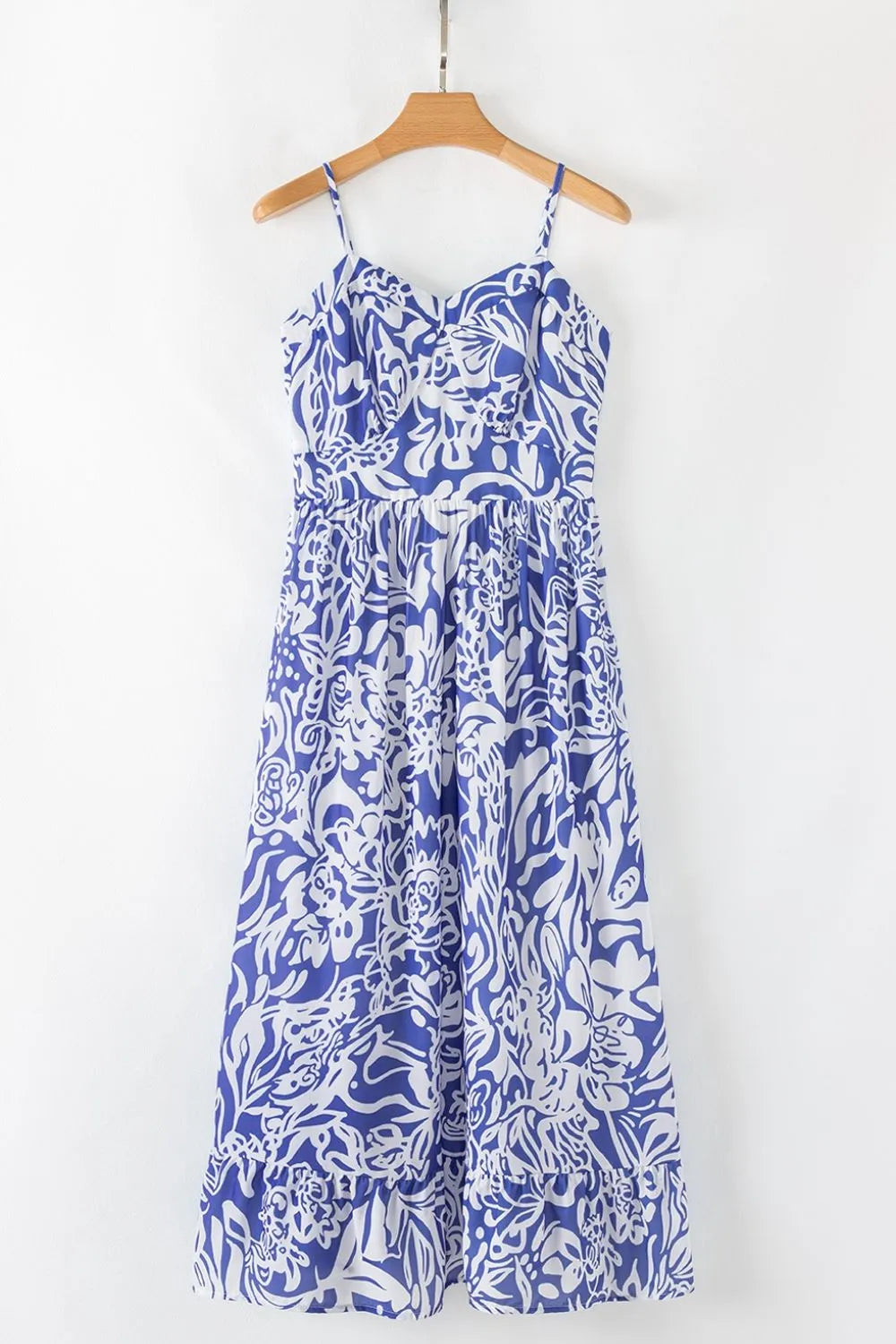 Floral Print Spaghetti Strap High Waist Dress - Blushé Belle