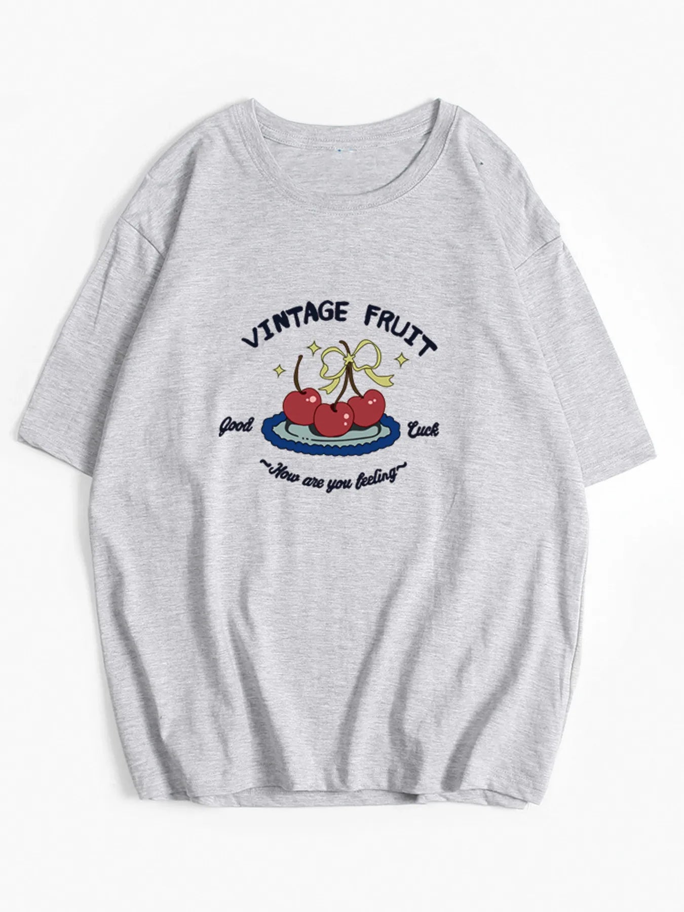 Plus Size Fruit Graphic Round Neck T-Shirt - Blushé Belle