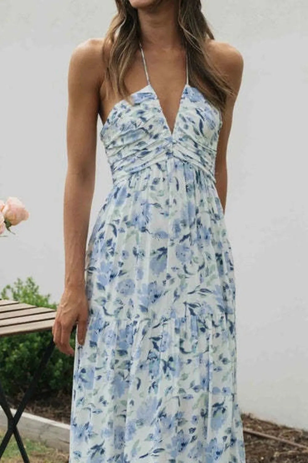 Floral Halter Neck Tiered Maxi Dress - Blushé Belle