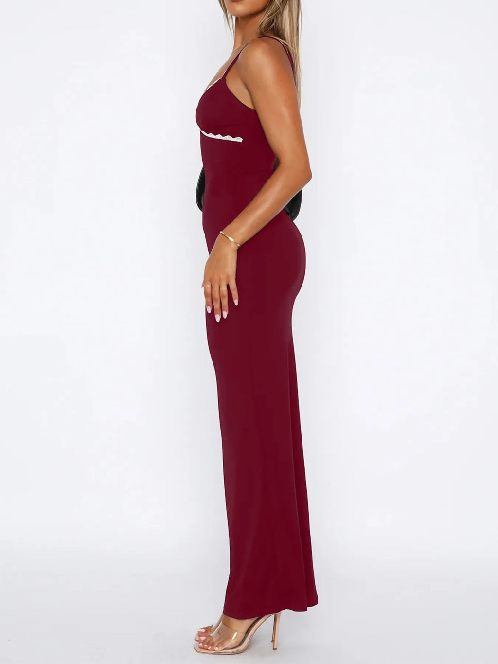Lace Detail Slim Fit Bodycon Maxi Dress - Blushé Belle