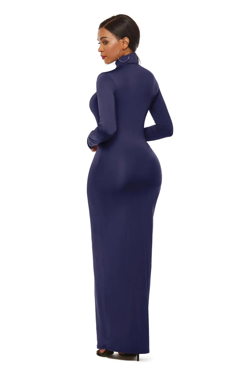 Mock Neck Long Sleeve Maxi Slim Dress - Blushé Belle