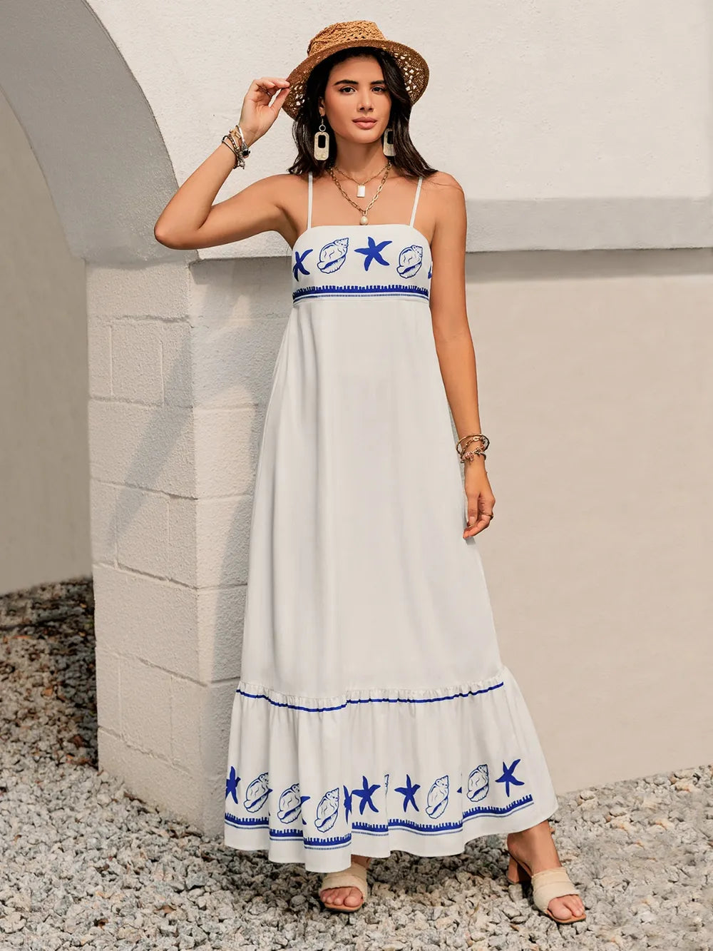 Printed Square Neck Maxi Cami Dress - Blushé Belle