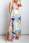 Smocked Back Printed Square Neck Maxi Cami Dress with Pockets - Blushé Belle