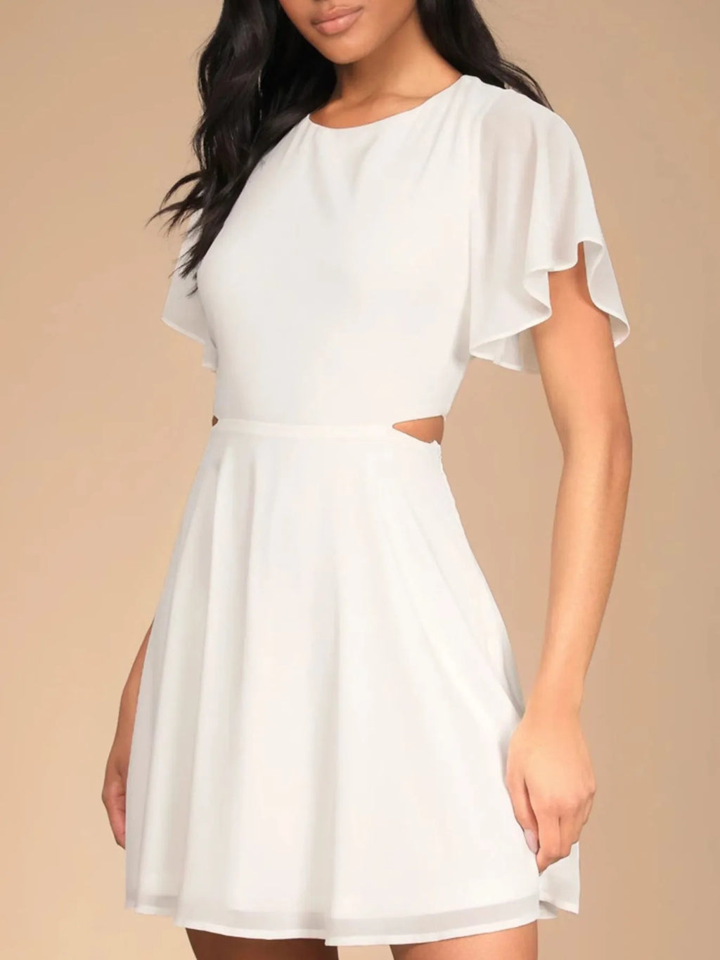 Cut-Out Flutter Sleeve Mini Dress - Blushé Belle