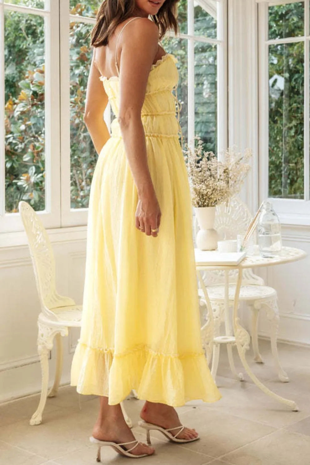 Frill Tied Front Midi Cami Dress - Blushé Belle
