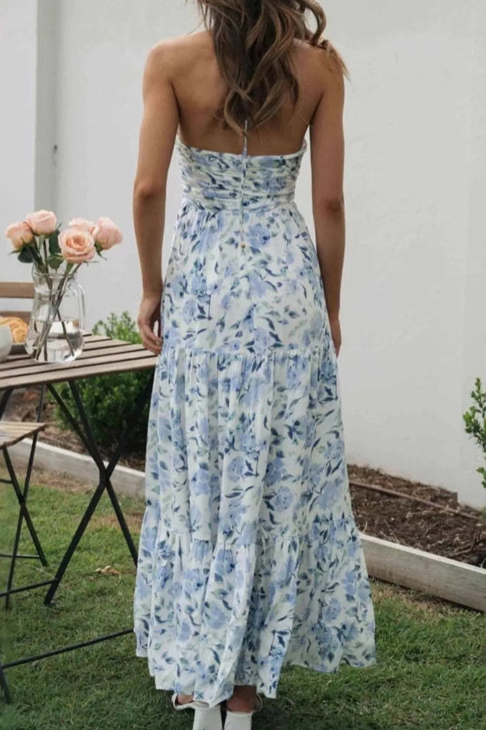 Floral Halter Neck Tiered Maxi Dress - Blushé Belle