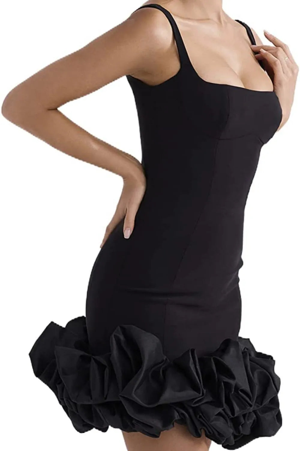 Ruched Square Neck Sleeve Mini Dress - Blushé Belle
