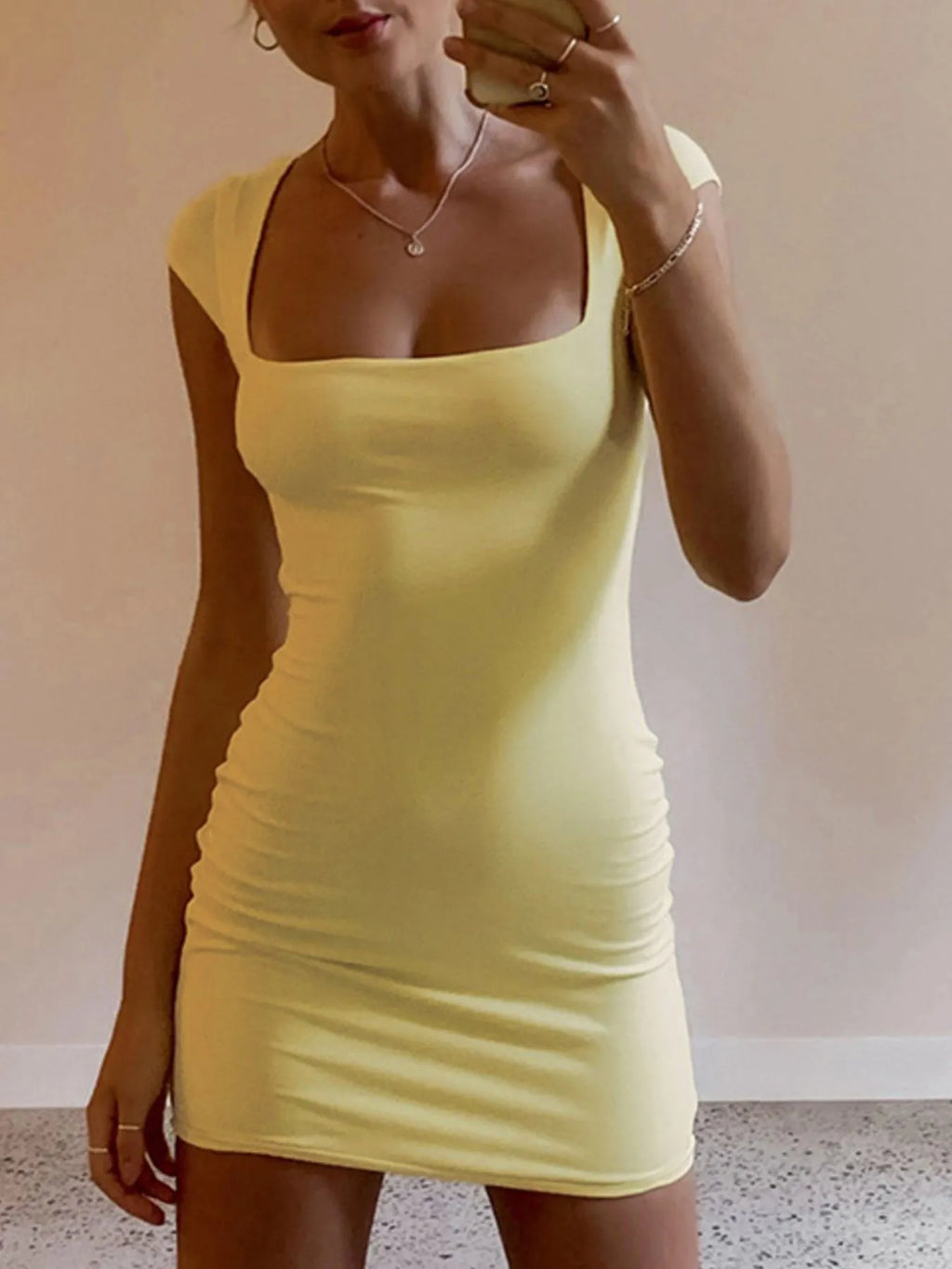 Bodycon Square Neck Mini Dress - Blushé Belle