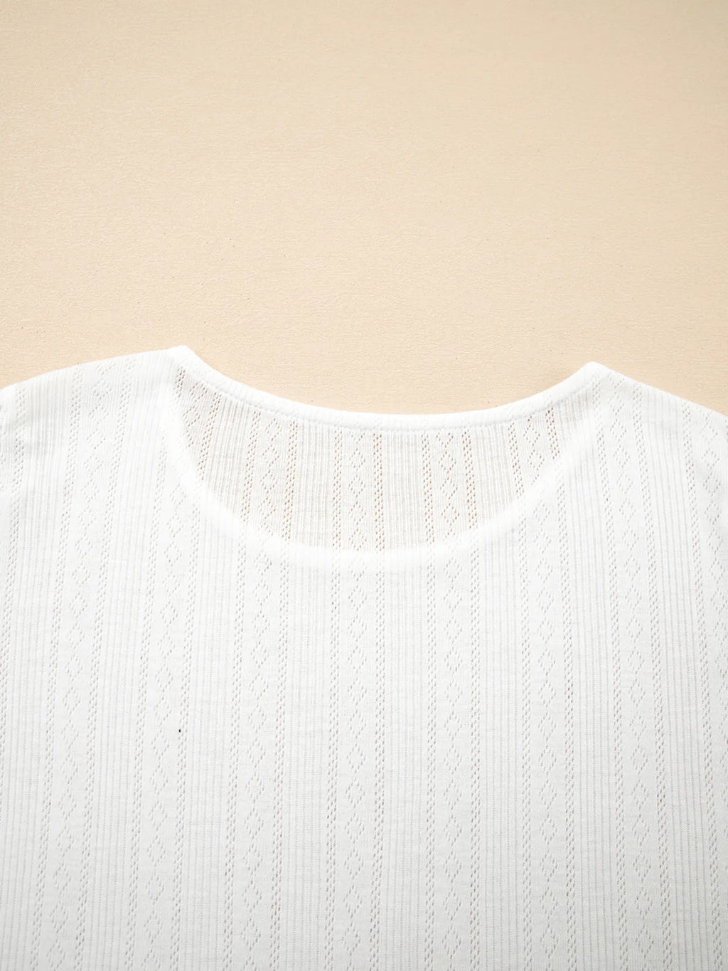 Scalloped Lace Trim Jacquard Textured T Shirt - Blushé Belle