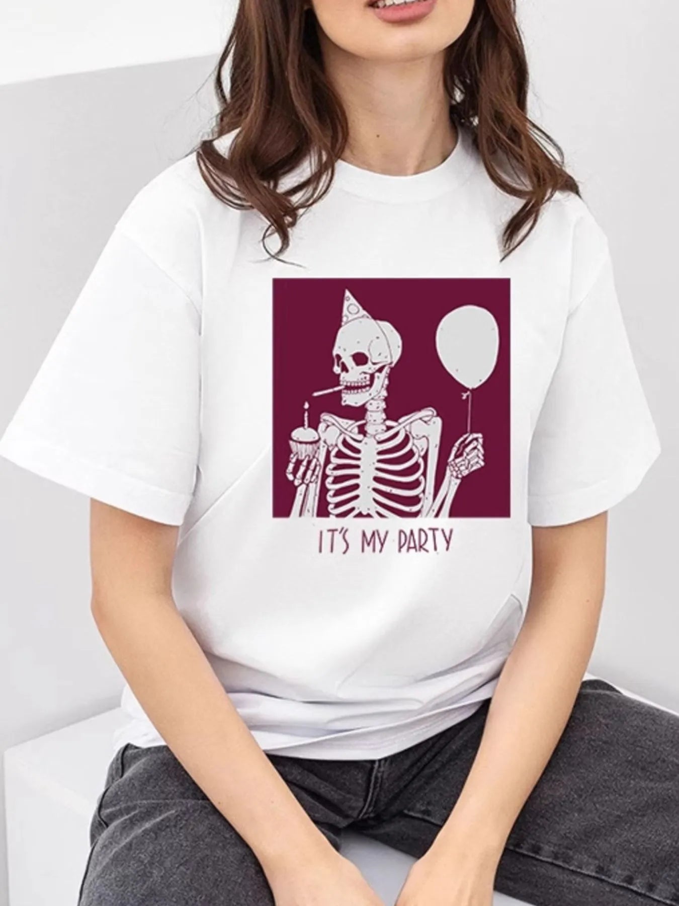 Plus Size Graphic Round Neck Half Sleeve T-Shirt - Blushé Belle