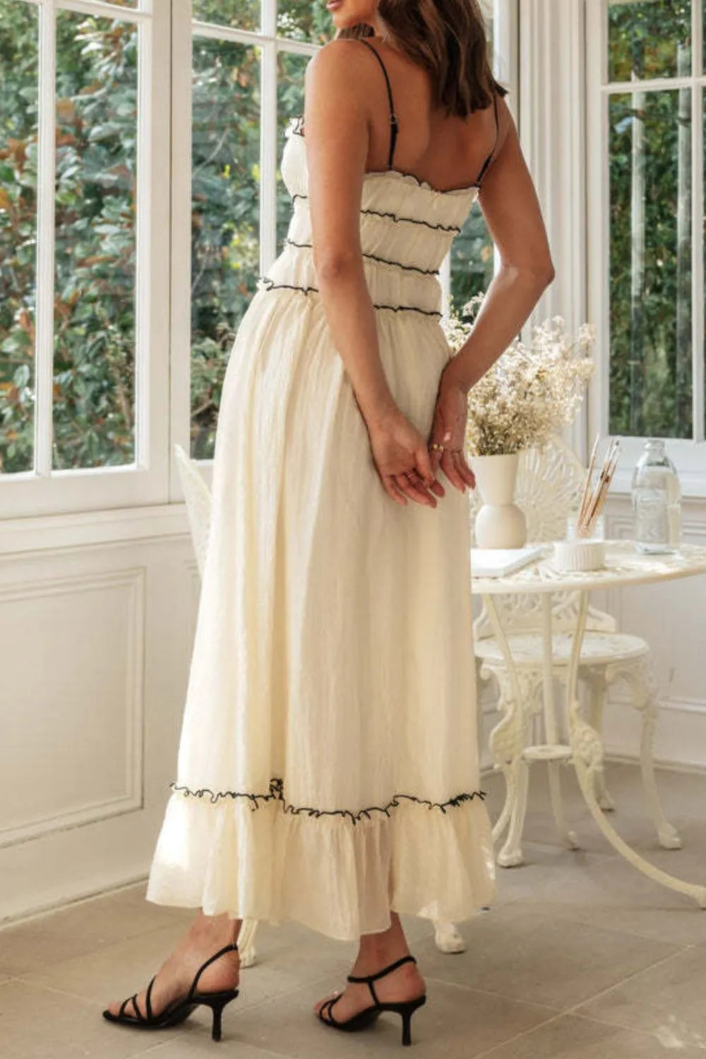 Frill Tied Front Midi Cami Dress - Blushé Belle