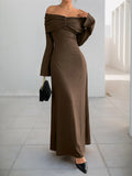 Off-Shoulder Long Sleeve Bodycon Maxi Dress - Blushé Belle