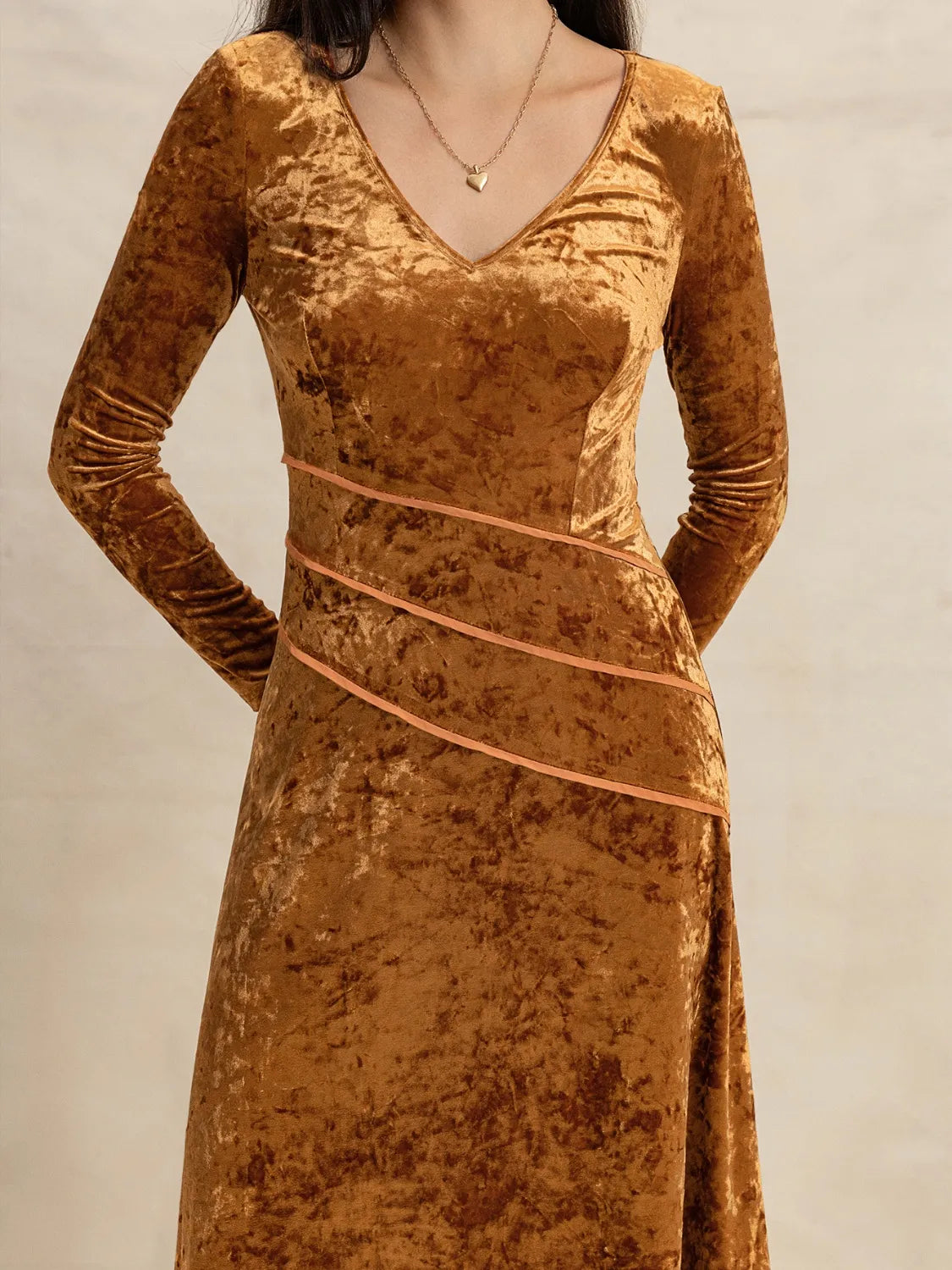 V-Neck Long Sleeve Midi Dress - Blushé Belle